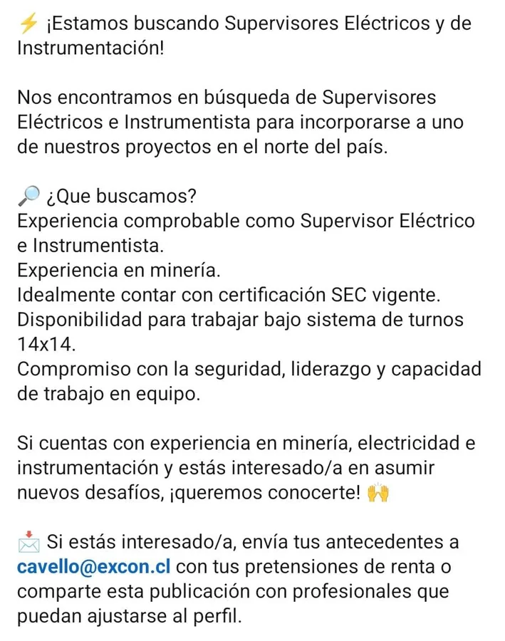 Supervisor Eléctrico e Instrumentista - imagen 1