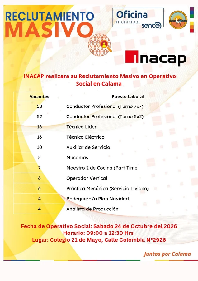 Reclutamiento Masivo Laboral en Calama - imagen 1