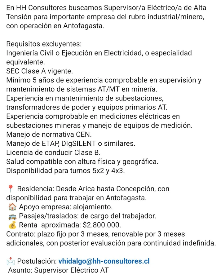 Supervisor Eléctrico de Alta Tensión - imagen 1