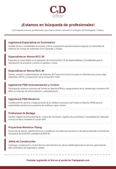 Ingenieros y especialistas para minería en Calama - imagen 1