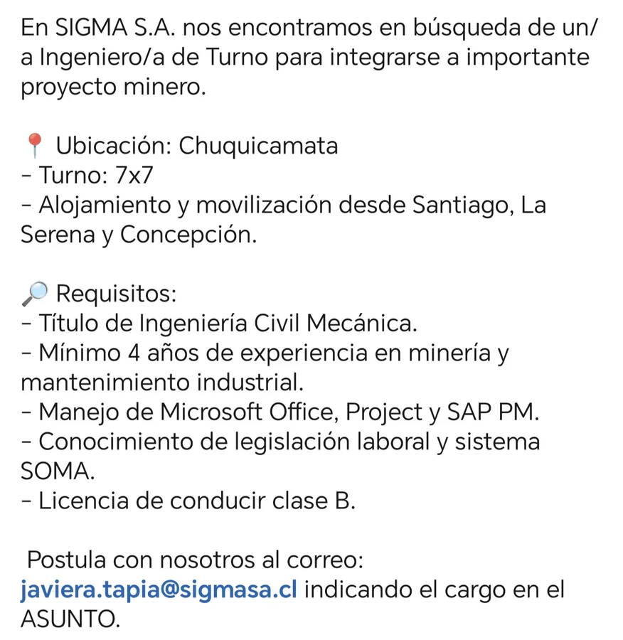 Ingeniero/a de Turno - imagen 1