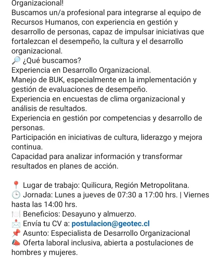 Especialista de Desarrollo Organizacional - imagen 1