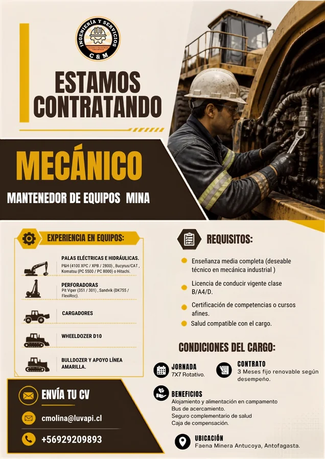 Mecánico Mantenedor de Equipos Mina - imagen 1