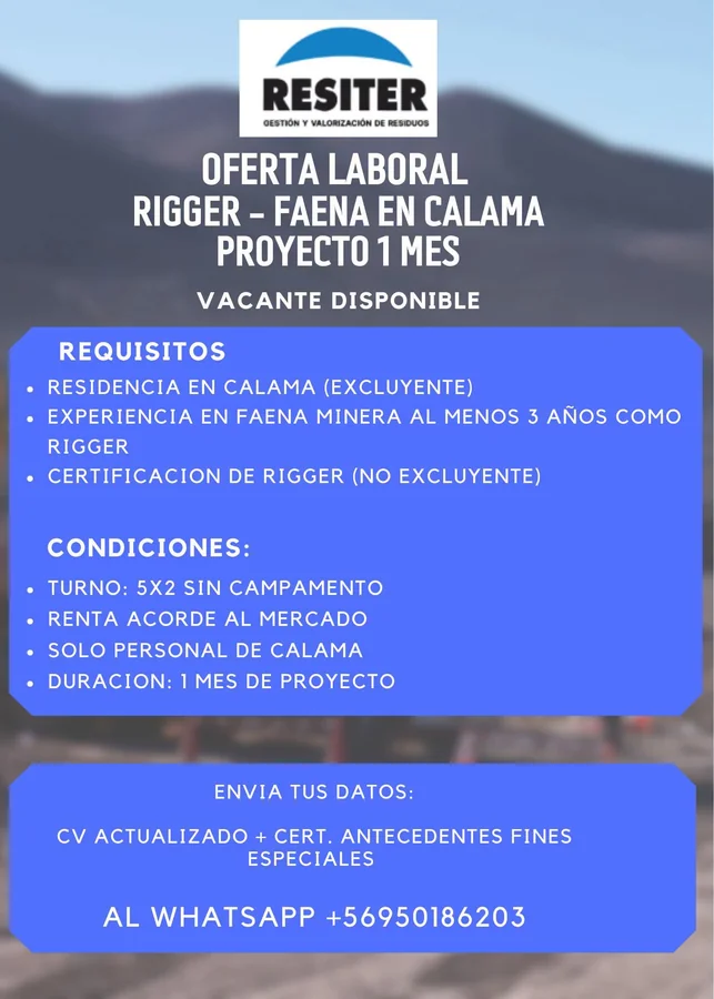 Rigger - Faena Minera en Calama - imagen 1