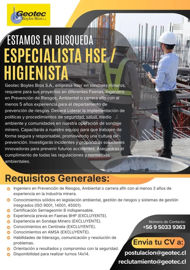 Ingeniero en Prevención de Riesgos Minería - imagen 1