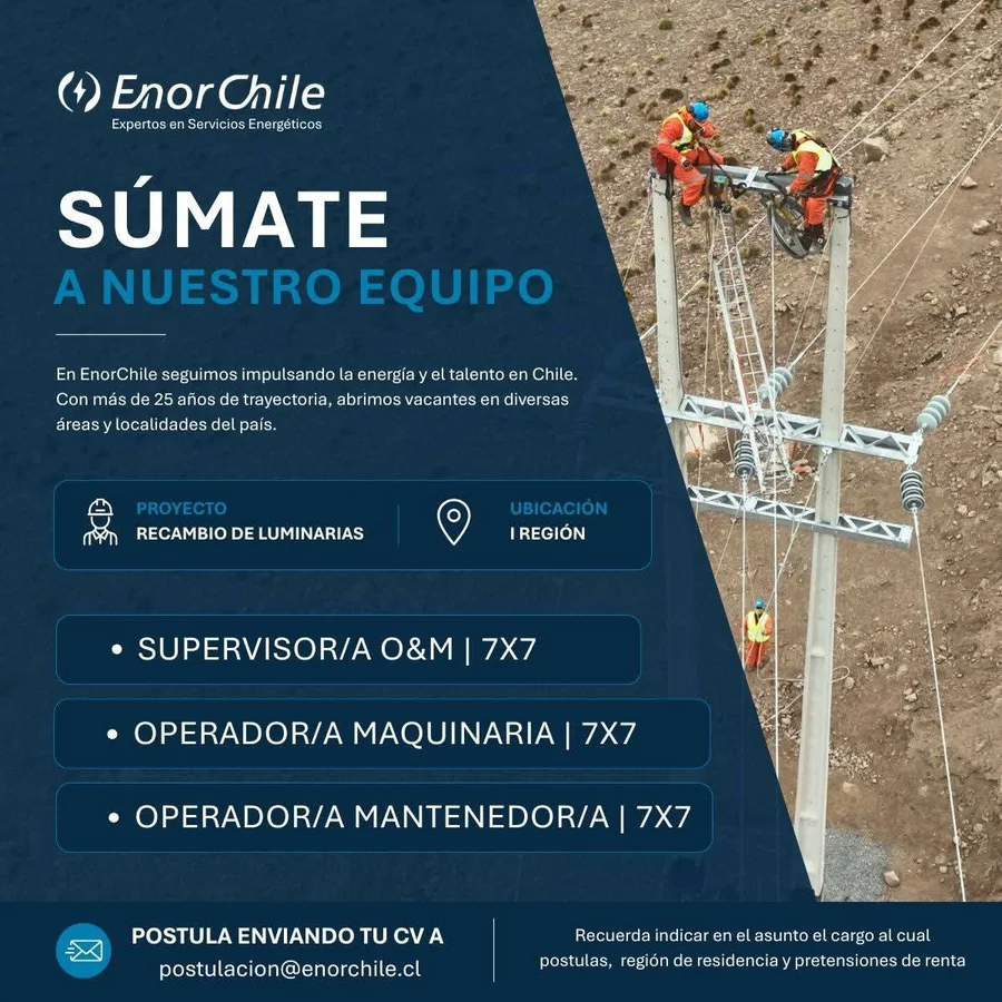 Vacantes para Proyecto Recambio de Luminarias - imagen 1