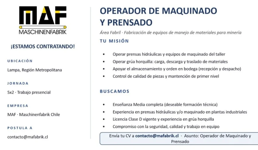 Operador de Maquinado y Prensado - imagen 1