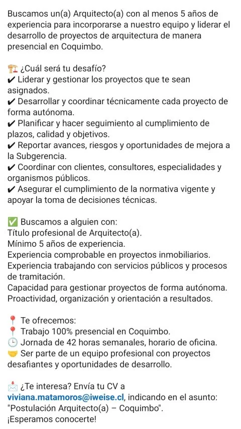 Arquitecto(a) para Coquimbo - imagen 1