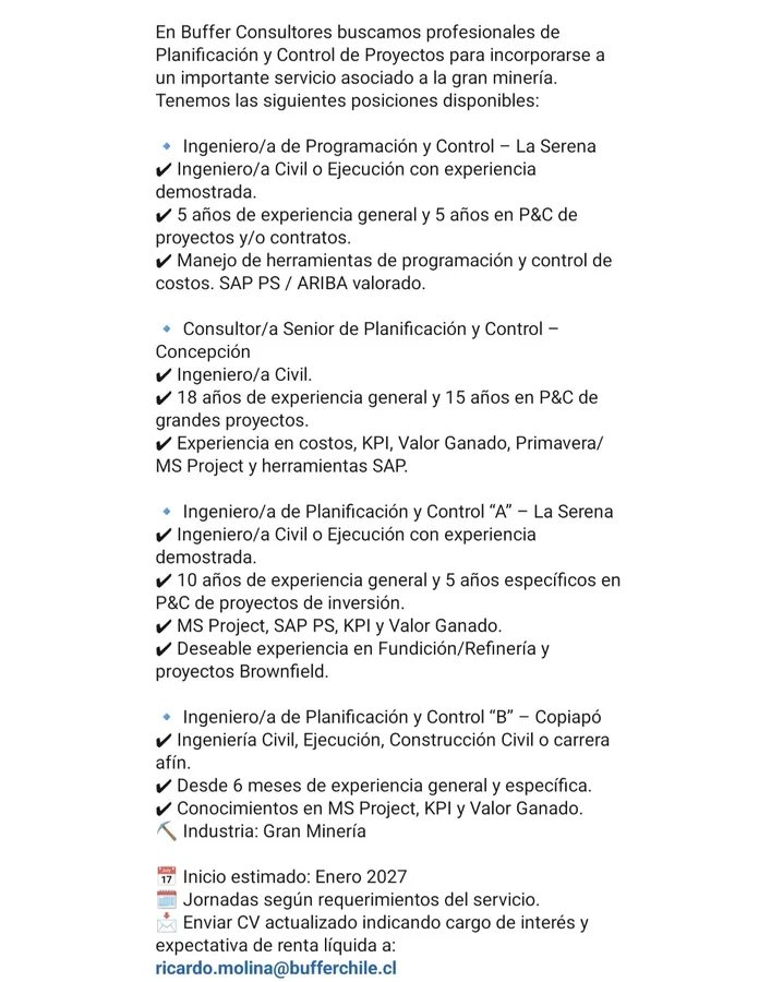 Ingenieros de Planificación y Control - imagen 1