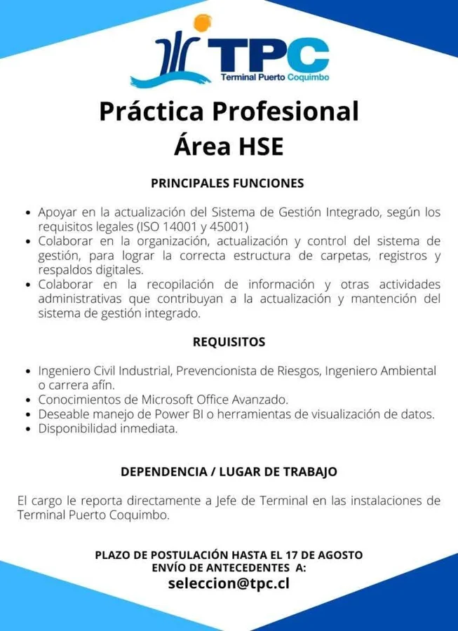 Práctica Profesional Área HSE - imagen 1