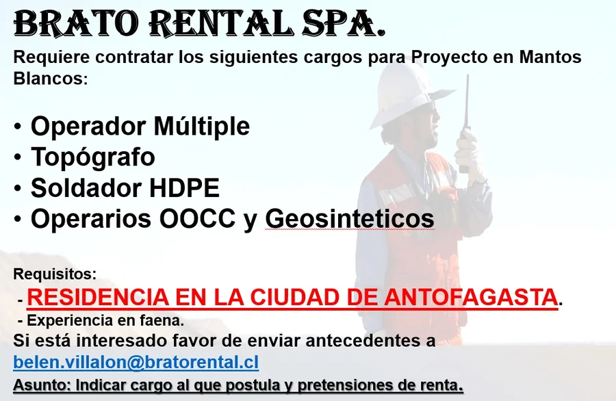 Varios cargos para proyecto en Mantos Blancos - imagen 1
