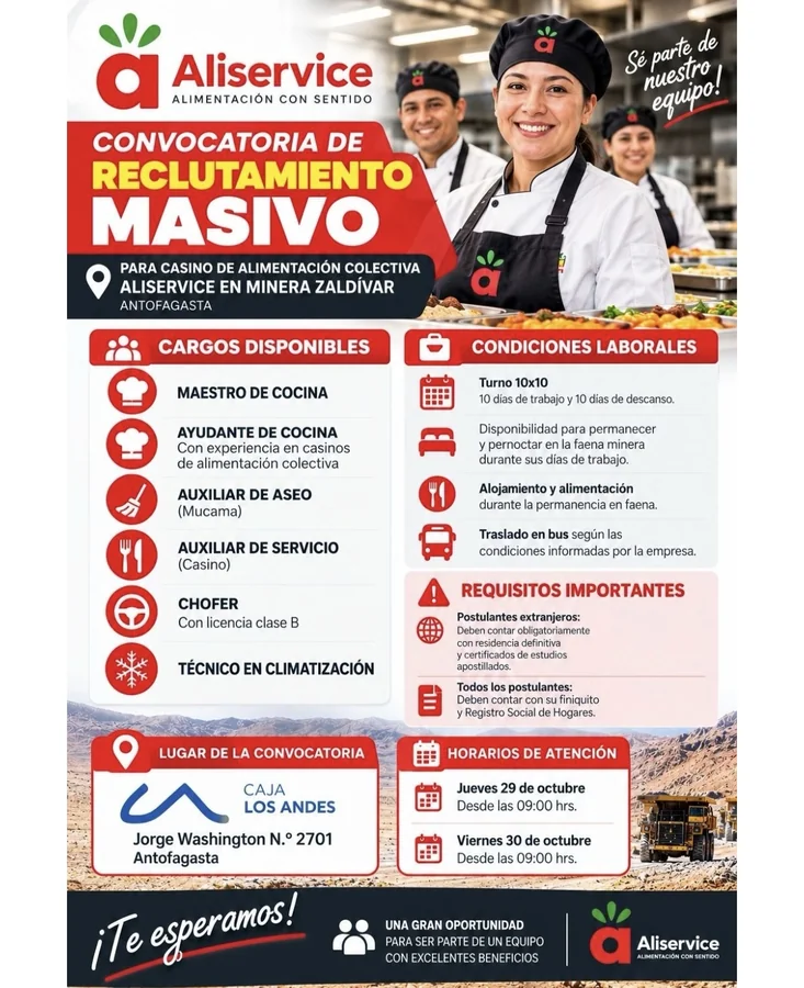 Convocatoria Masiva para Casino en Minera Zaldívar - imagen 1