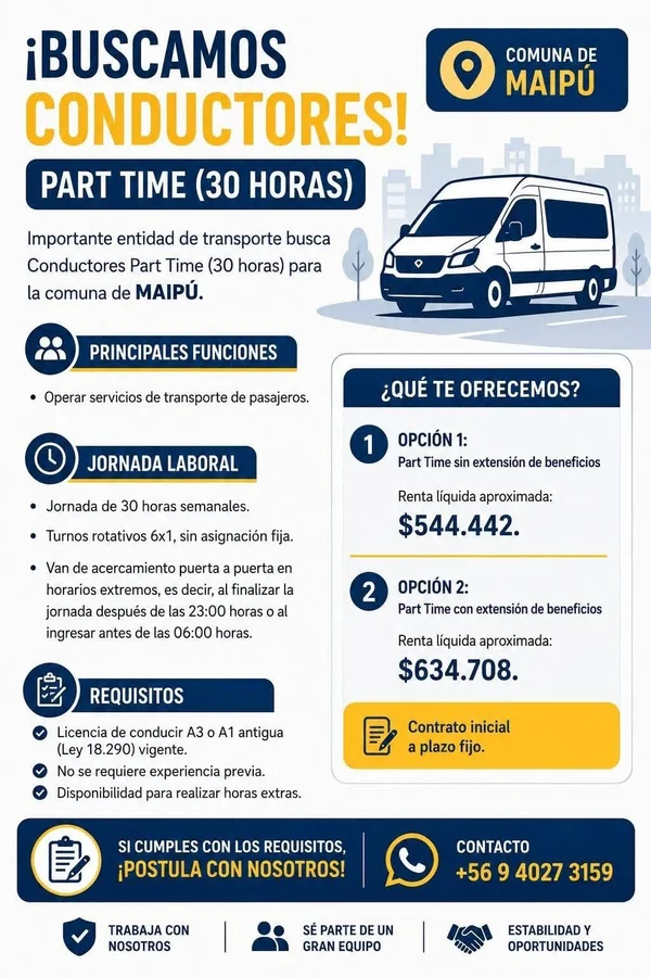 Conductor de transporte de pasajeros Part Time - imagen 1