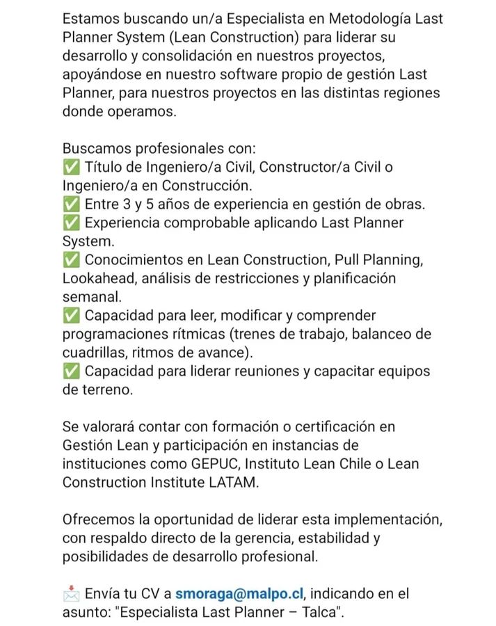 Especialista Last Planner System - imagen 1