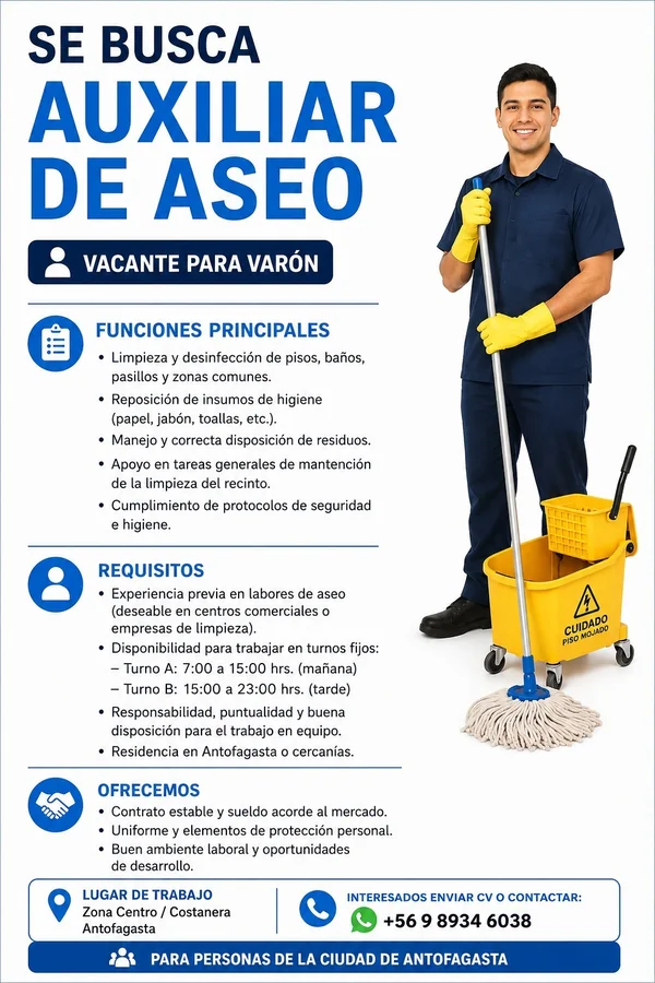 Auxiliar de aseo - imagen 1