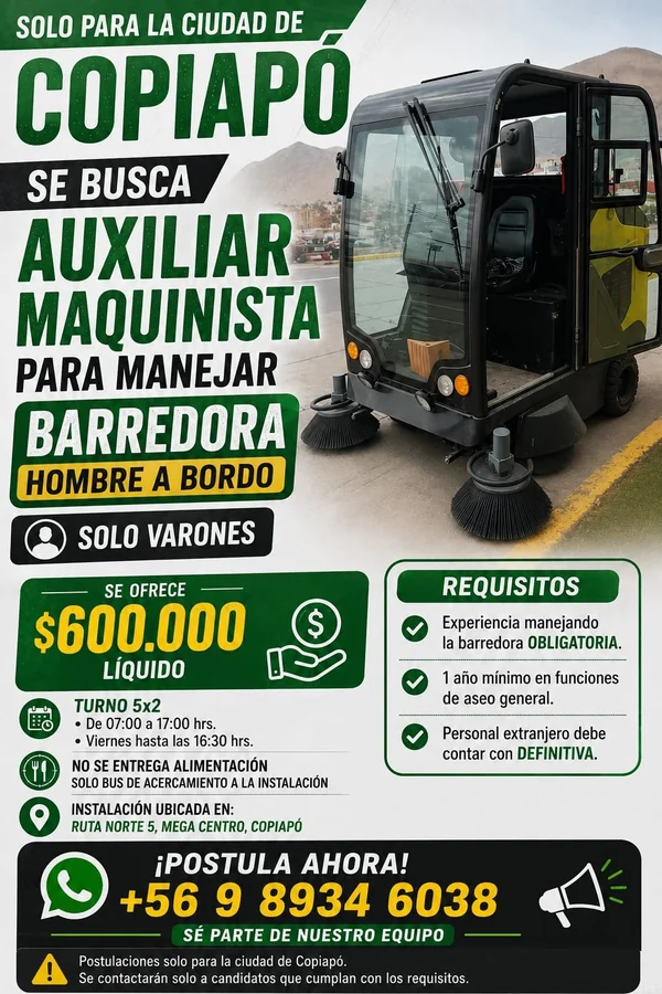 Auxiliar Maquinista de Barredora - imagen 1
