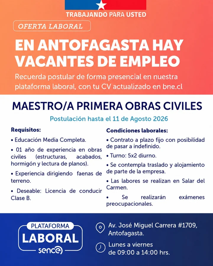 Maestro/a Primera Obras Civiles - imagen 1