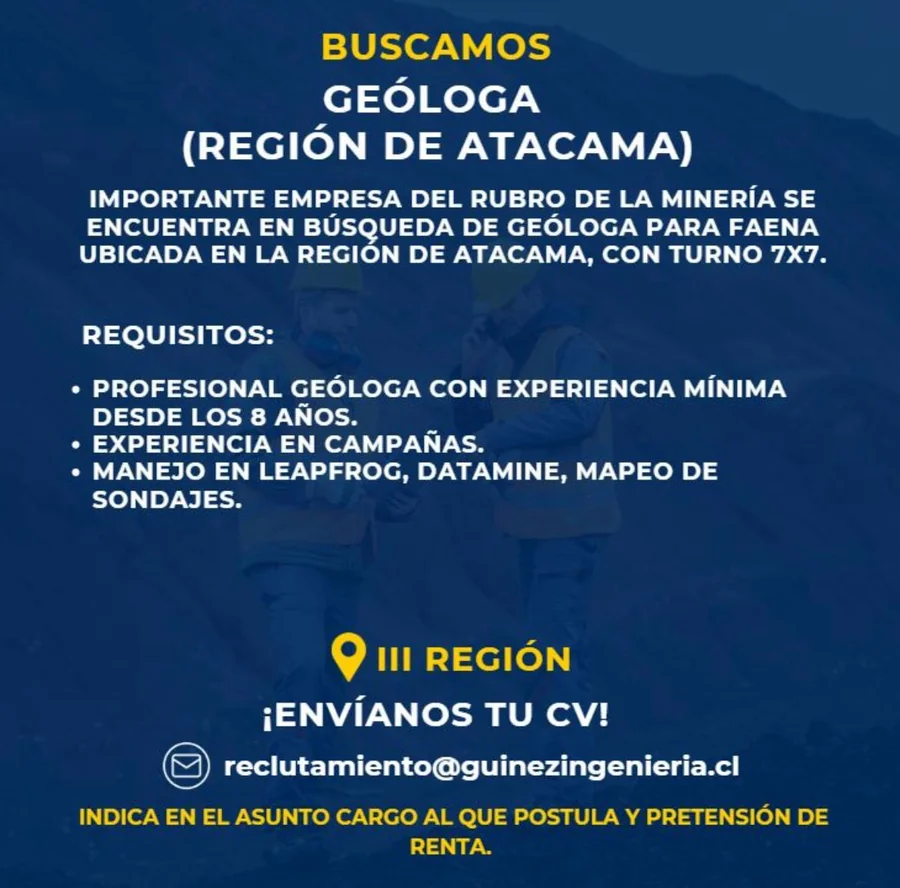 Geóloga para faena minera - imagen 1