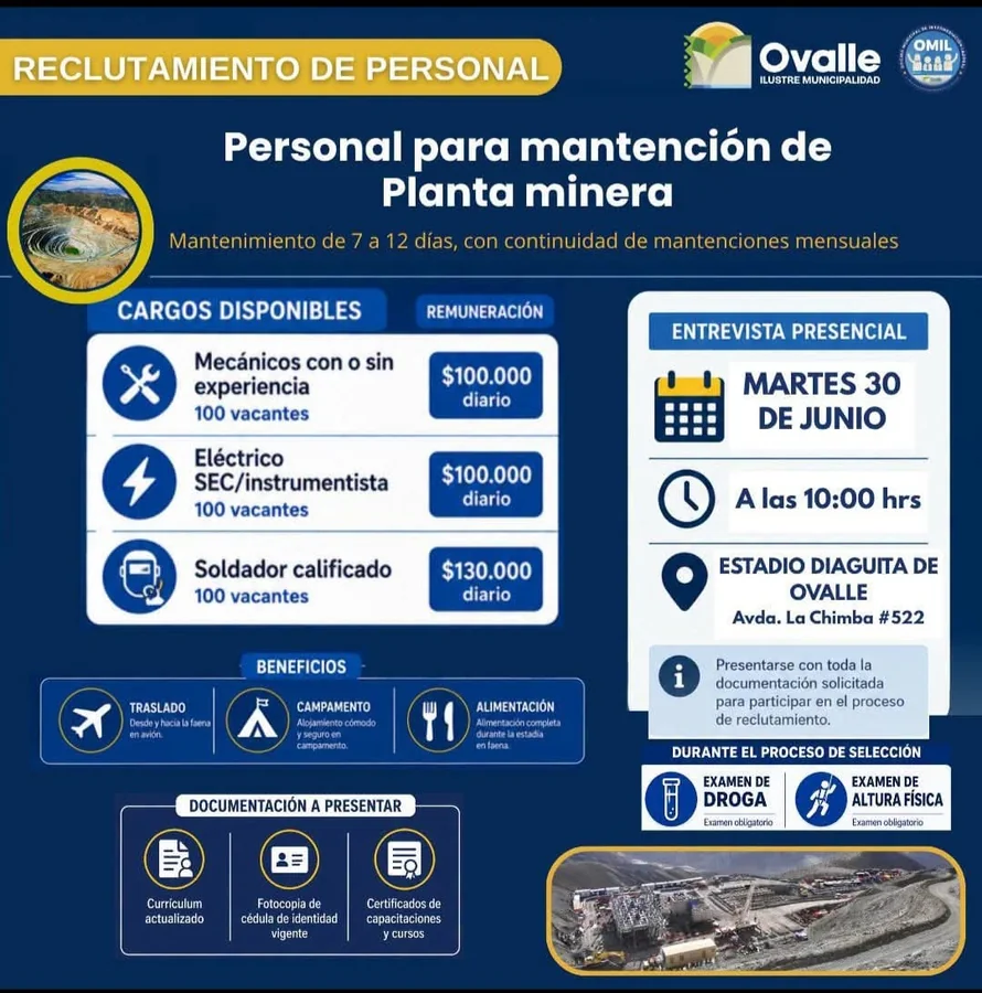 Reclutamiento para planta minera en Ovalle - imagen 1