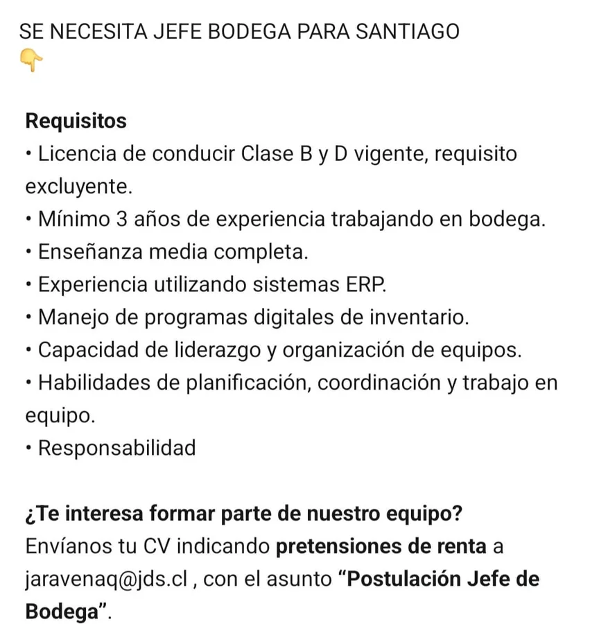 Jefe de Bodega - imagen 1