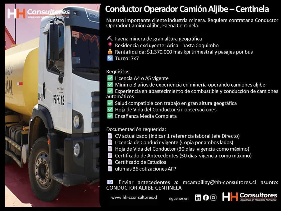 Conductor Operador Camión Aljibe Centinela - imagen 1