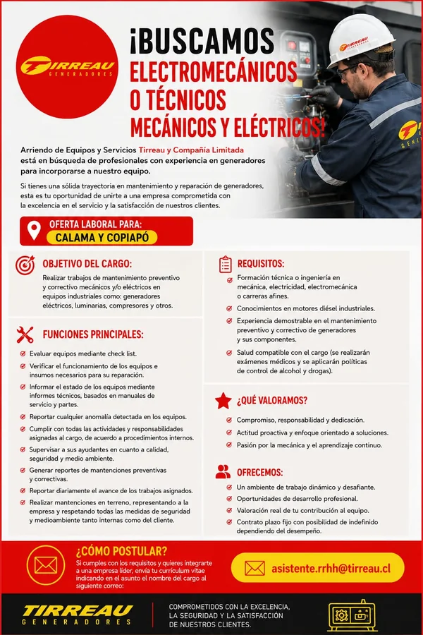 Electromecánico o Técnico Mecánico y Eléctrico - imagen 1