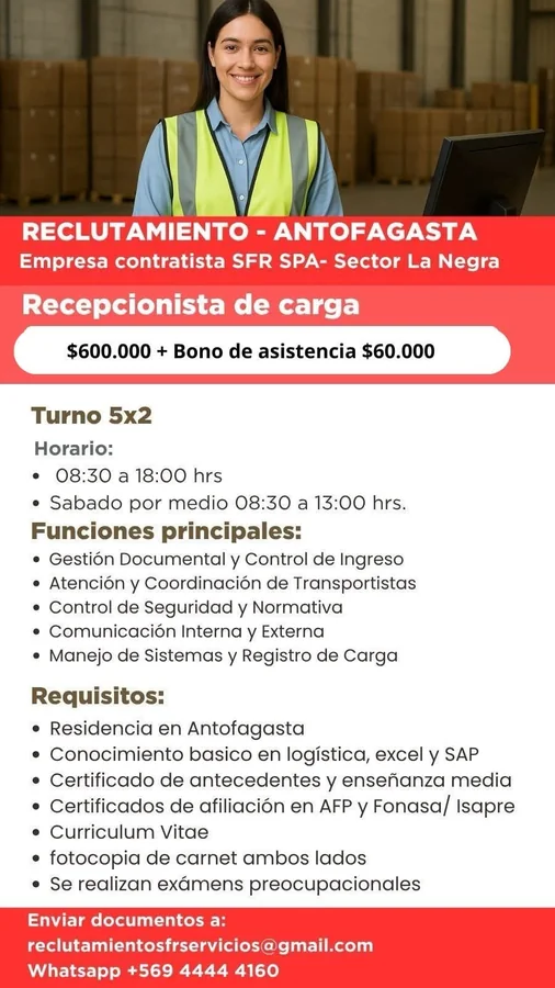 Recepcionista de carga - imagen 1