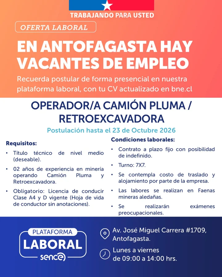 Operador de Camión Pluma y Retroexcavadora - imagen 1