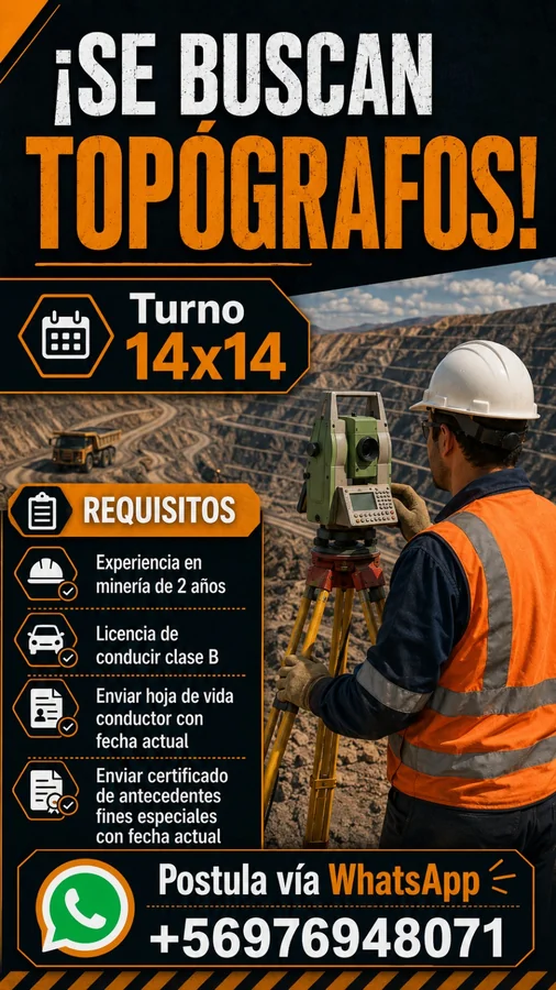Buscamos Topógrafos - Turno 14x14 - imagen 1