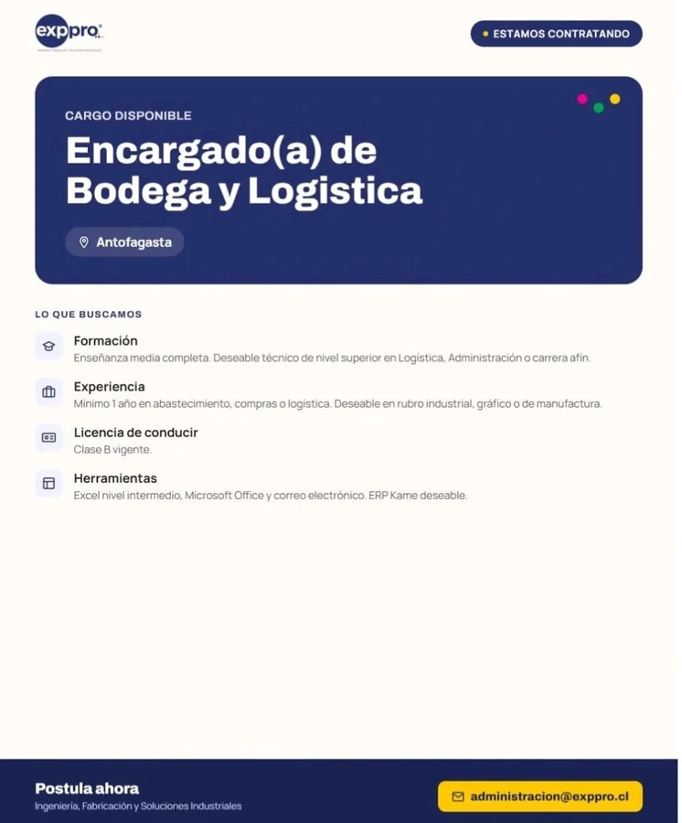 Encargado(a) de Bodega y Logística - imagen 1