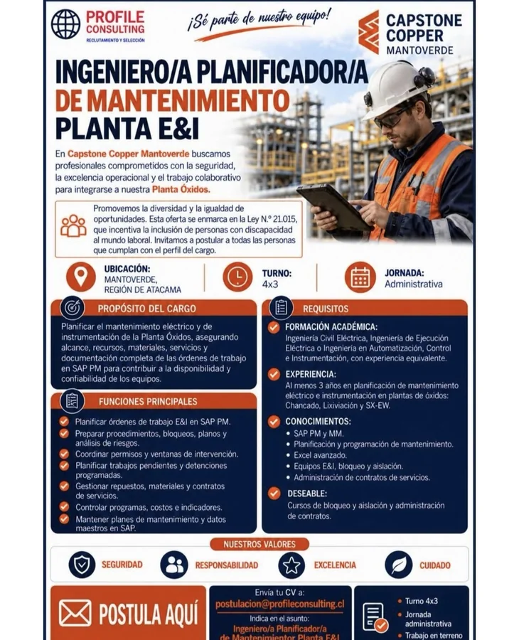 Ingeniero/a Planificador/a de Mantenimiento Planta E&I - imagen 1