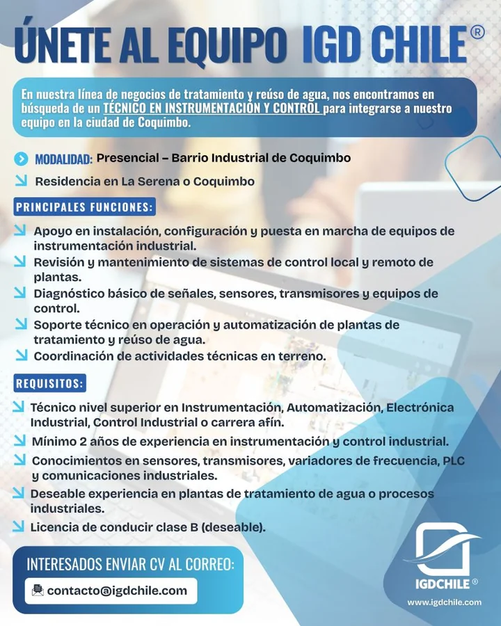 Técnico en Instrumentación y Control Coquimbo - imagen 1