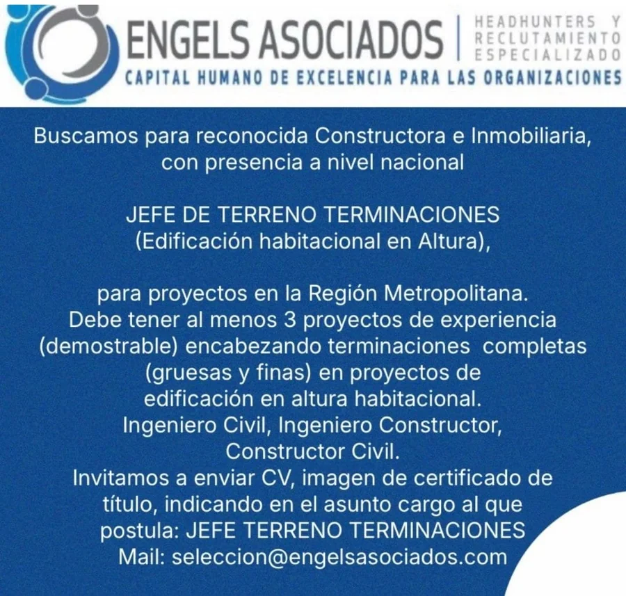 Jefe de Terreno Terminaciones - imagen 1