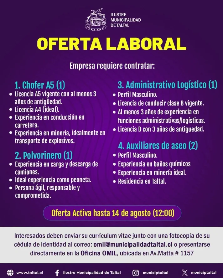 Ofertas Laborales en Taltal - imagen 1
