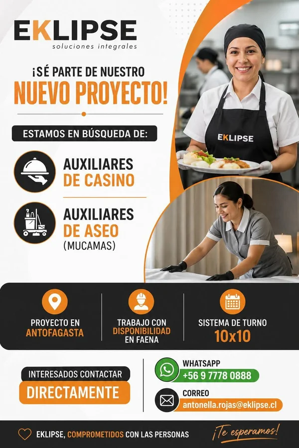 Auxiliares de Casino y Aseo en Antofagasta - imagen 1