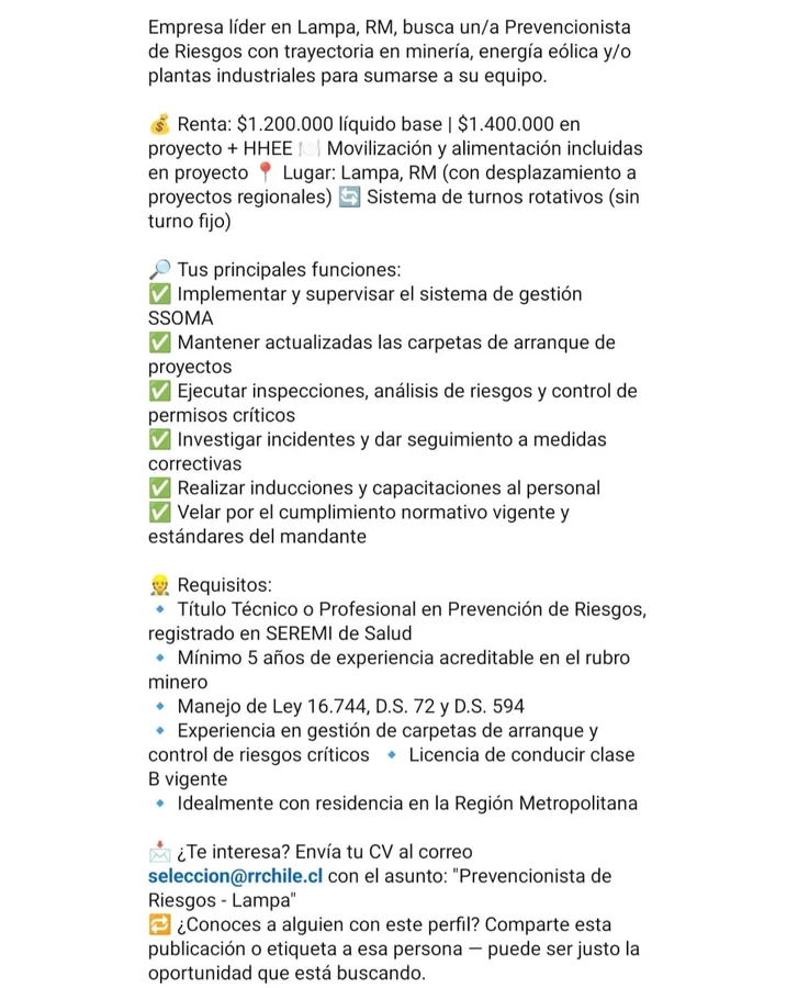 Prevencionista de Riesgos - imagen 1