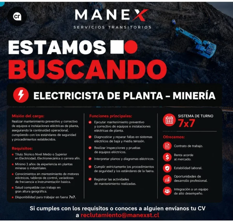 Electricista de Planta para Minería - imagen 1