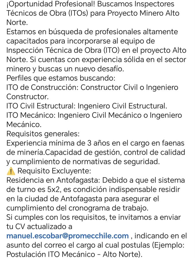 Inspectores Técnicos de Obra (ITOs) - imagen 1