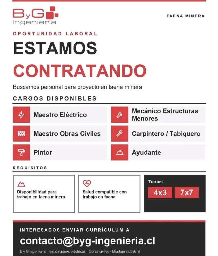 Personal para proyecto en faena minera - imagen 1
