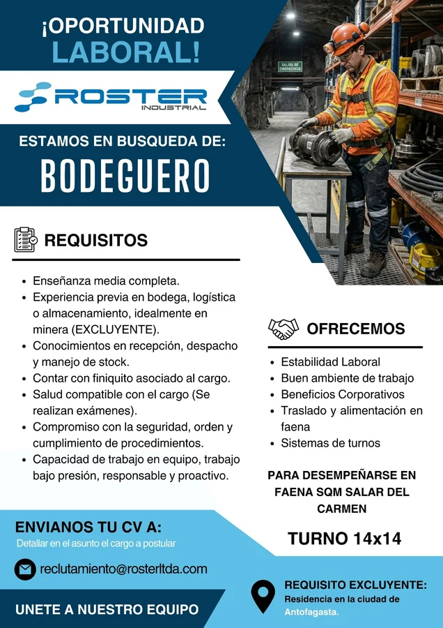 Operario de Bodega en Faena Minera - imagen 1
