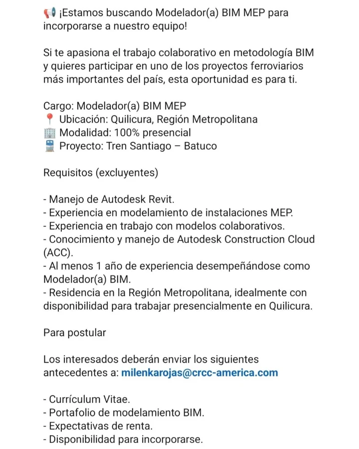 Modelador BIM MEP Quilicura - imagen 1