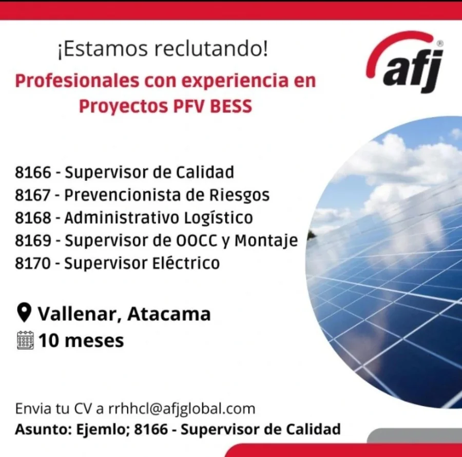 Reclutamiento PFV BESS - Supervisores y Técnicos - imagen 1