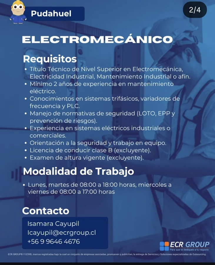 Electromecánico - Mantenimiento Eléctrico - imagen 1