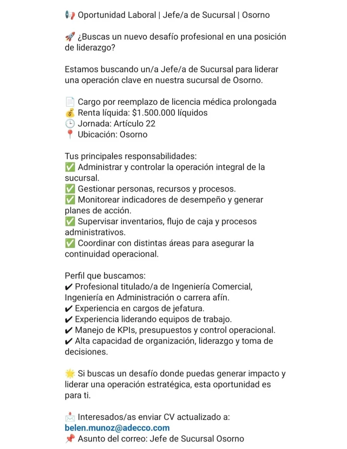Jefe de Sucursal - imagen 1