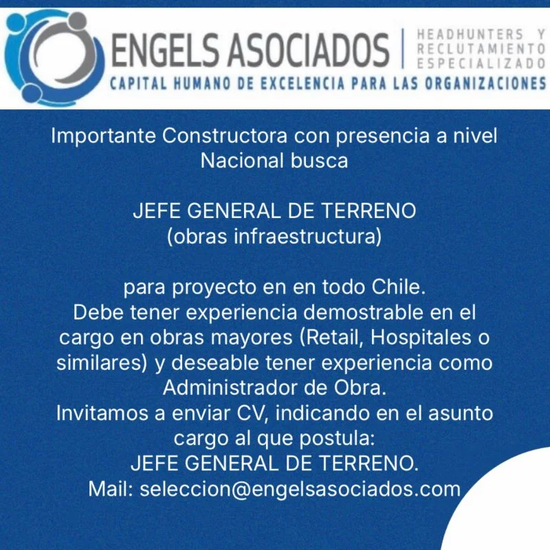 Jefe General de Terreno para Obras de Infraestructura - imagen 1