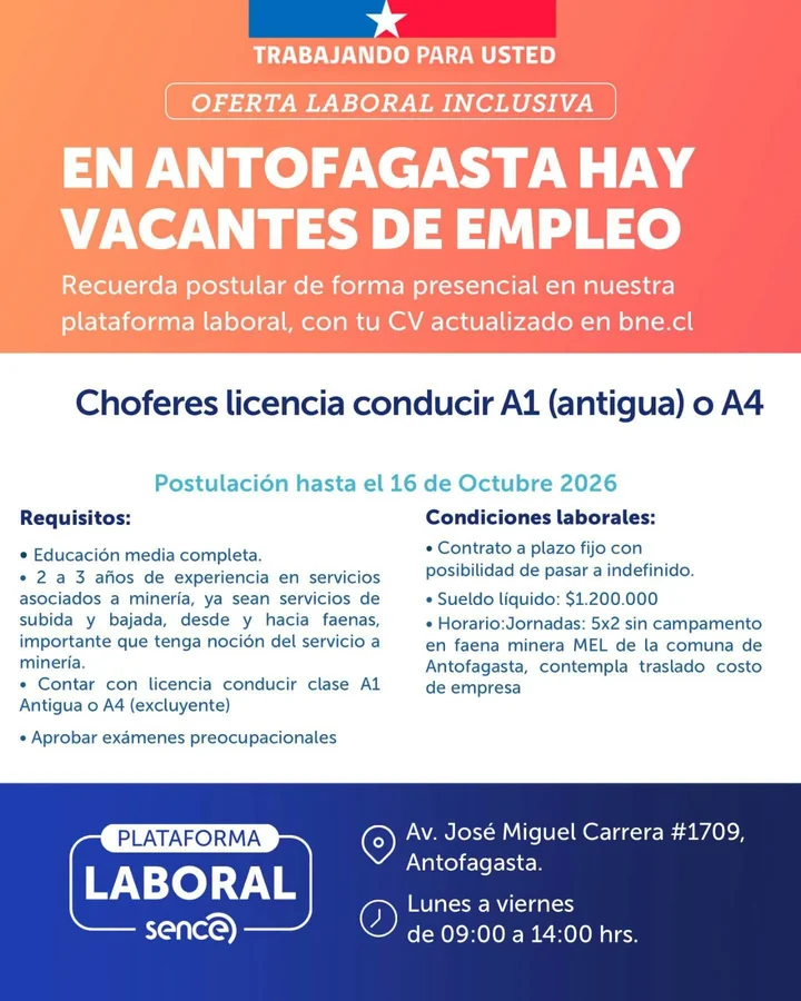 Chofer con Licencia A1 Antigua o A4 - imagen 1