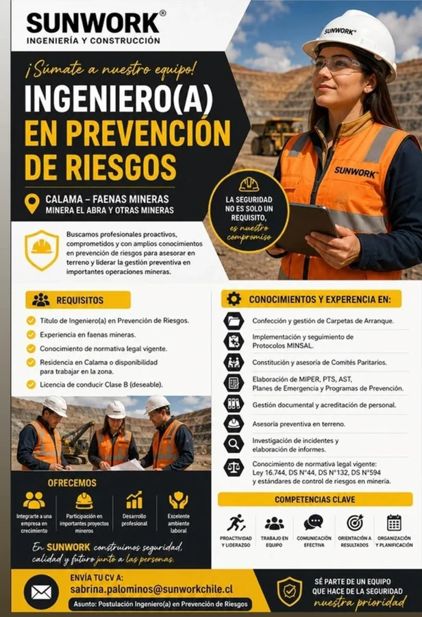 Ingeniero(a) en Prevención de Riesgos – Calama - imagen 1