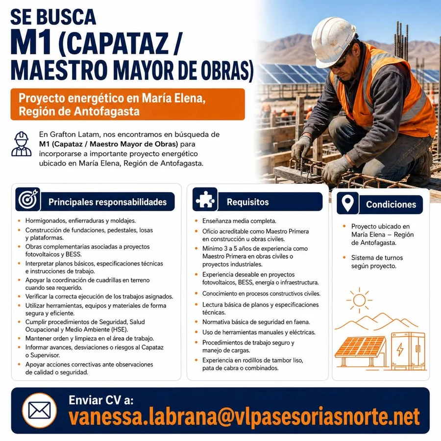 Capataz/Maestro Mayor de Obras – Energía - imagen 1
