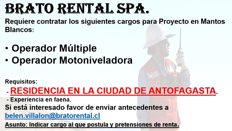 Operadores de Maquinaria en Mantos Blancos - imagen 1
