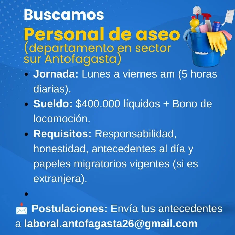 Personal de aseo en Antofagasta - imagen 1